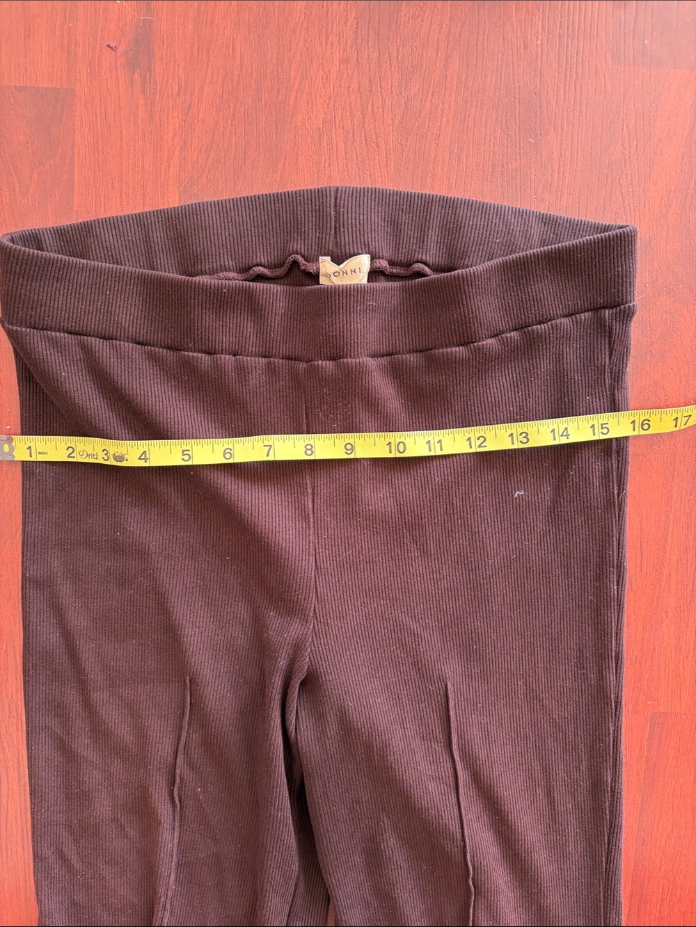DONNI. Black Knit Kick Flare in Brown Large - Picture 3 of 7